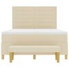 vidaXL Pat cu arcuri cu saltea cu headboard Crem 140 x 190 cm țesătură