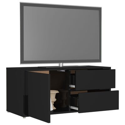 vidaXL Comodă TV, negru extralucios, 80 x 34 x 36 cm, PAL