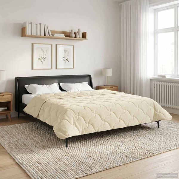 vidaXL Duvet de iarnă Crem 220 x 240 cm Microfibră și fleece Teddy