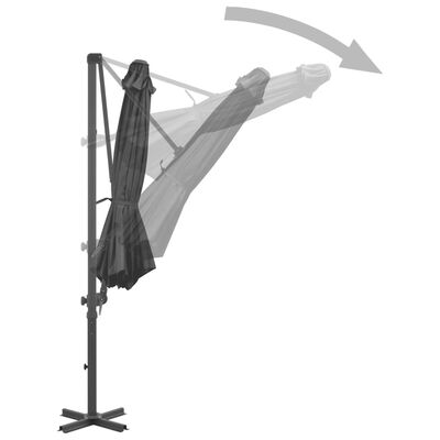vidaXL Umbrelă suspendată cu stâlp din aluminiu, antracit, 300 cm