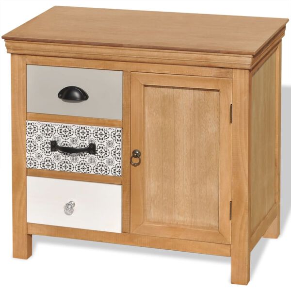 vidaXL Servantă din lemn masiv de eucalipt, 65 x 35 x 60 cm