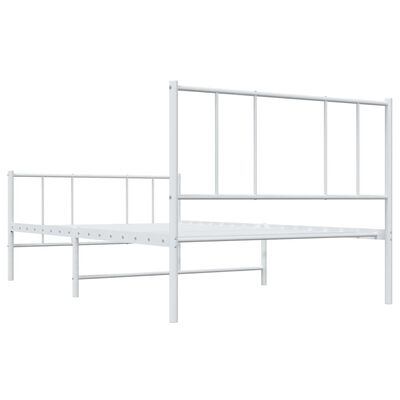 vidaXL Cadru de pat metalic cu tăblie de cap/picioare, alb, 100x190 cm