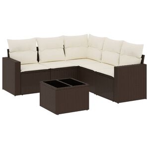 vidaXL Set canapele de grădină cu perne, 6 piese, maro, poliratan