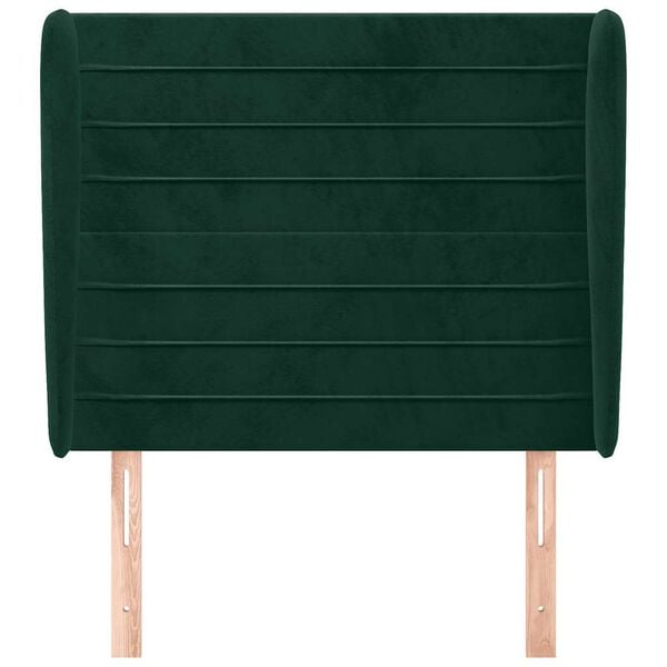 vidaXL Tăblie pat cu aripioare verde &icirc;nchis 103x23x118/128 cm catifea