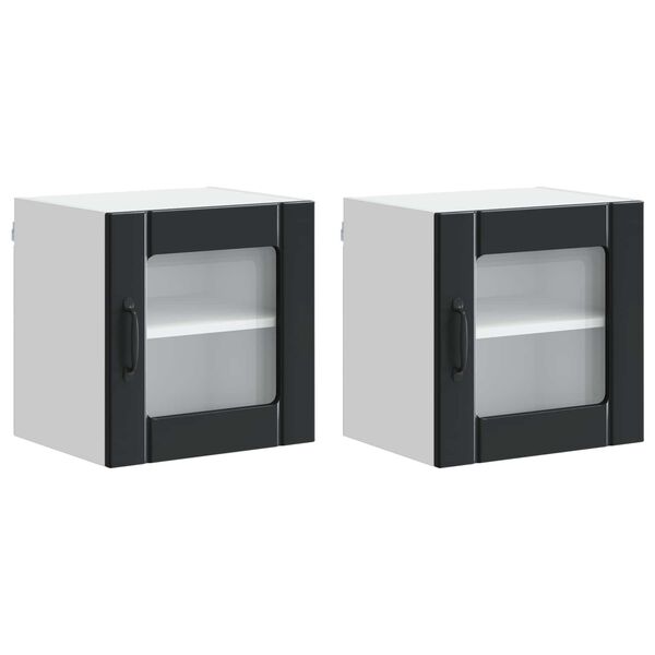 vidaXL Dulap de bucătărie 2 pcs Negru 40 x 31 x 40 cm Lemn compozit