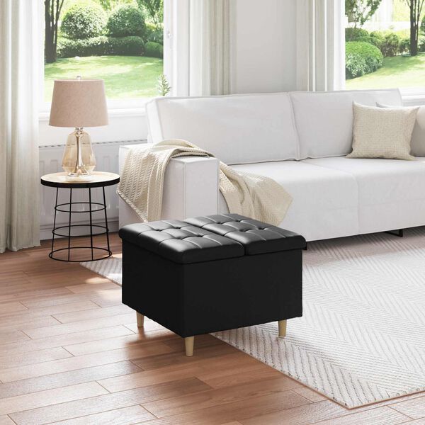 vidaXL Ottomană de depozitare Negru 60 x 60 x 45 cm Piele artificială