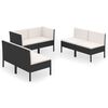 vidaXL Set mobilier de grădină cu perne, 6 piese, negru, poliratan