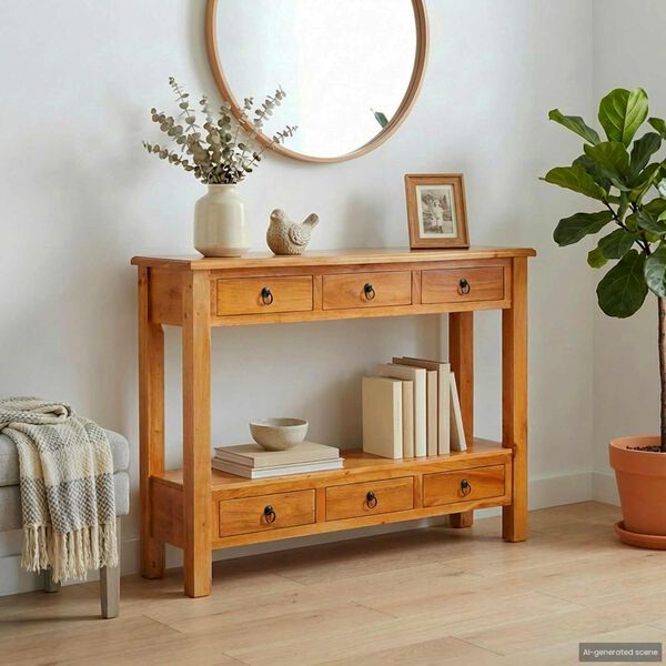 vidaXL Masă de consolă natural 115 x 32 x 76 cm Lemn masiv de mahon