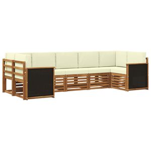 vidaXL Set canapea sectională cu pernă 6 pcs Natural și Crem