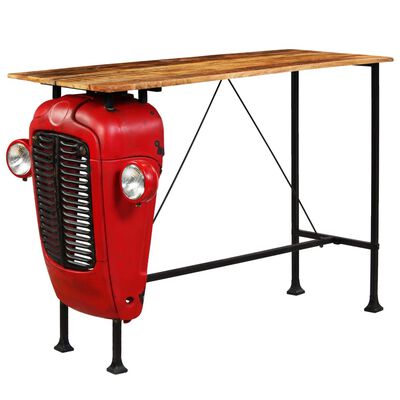 vidaXL Masă bar, stil tractor, lemn masiv mango, roșu, 60x150x107 cm