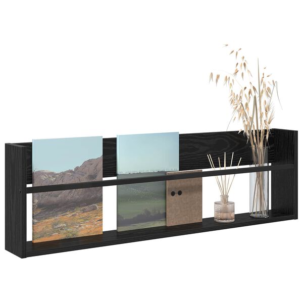 vidaXL Raft pentru reviste Stejar Negru 100 x 12 x 30 cm Lemn compozit