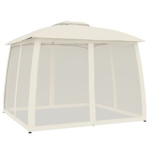 vidaXL Foișor cu acoperiș dublu/pereți din plasă crem 2,93x2,93 m oțel