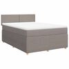 vidaXL Pat box spring cu saltea, gri taupe, 140x200 cm, textil