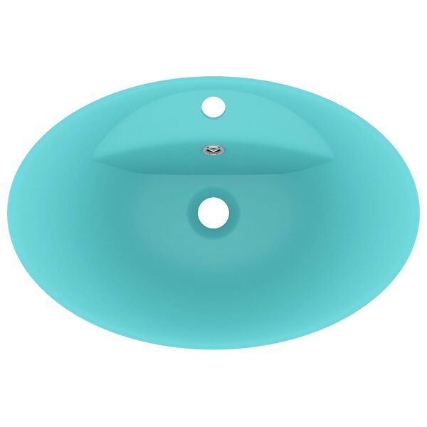 vidaXL Chiuvetă lux preaplin verde deschis mat 58,5x39cm ceramică oval