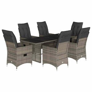 vidaXL Set mobilier de grădină cu perne, 7 piese, gri, poliratan