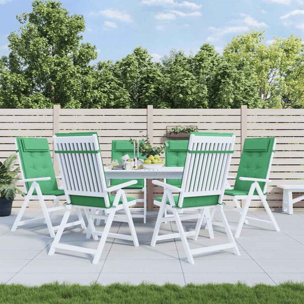 vidaXL Perne scaun cu spătar &icirc;nalt, 6 buc, verde, țesătură Oxford