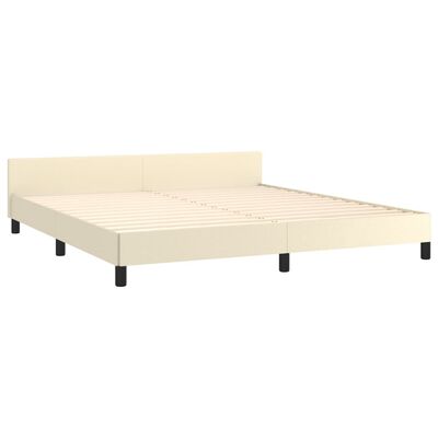 vidaXL Cadru de pat cu tăblie, crem, 160x200 cm, piele ecologică