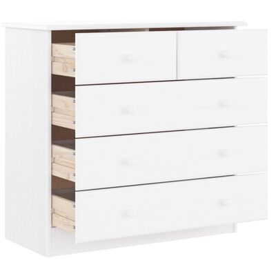 vidaXL Comodă cu sertare ALTA, alb, 77x35x73 cm, lemn masiv de pin