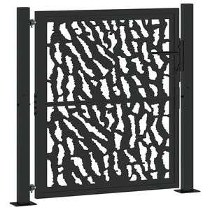 vidaXL Poartă de grădină neagră 100x100 cm, model cu urme din oțel