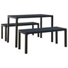 vidaXL Set mobilier de grădină, 3 piese, negru, WPC și oțel