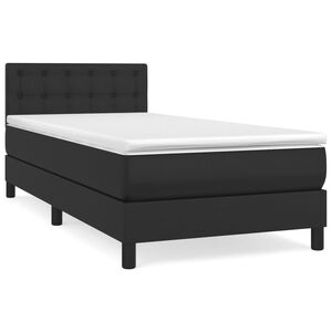 vidaXL Pat box spring cu saltea, negru, 90x190 cm, piele ecologică