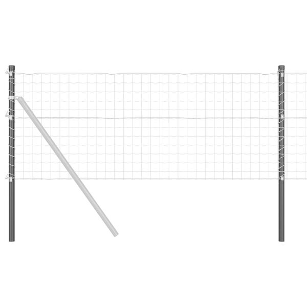 vidaXL St&acirc;lp de gard. 2 pcs Gri 90 cm Oțel vopsit &icirc;n pulbere