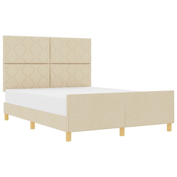 vidaXL Cadru de pat cu headboard Crem 160 x 200 cm țesătură