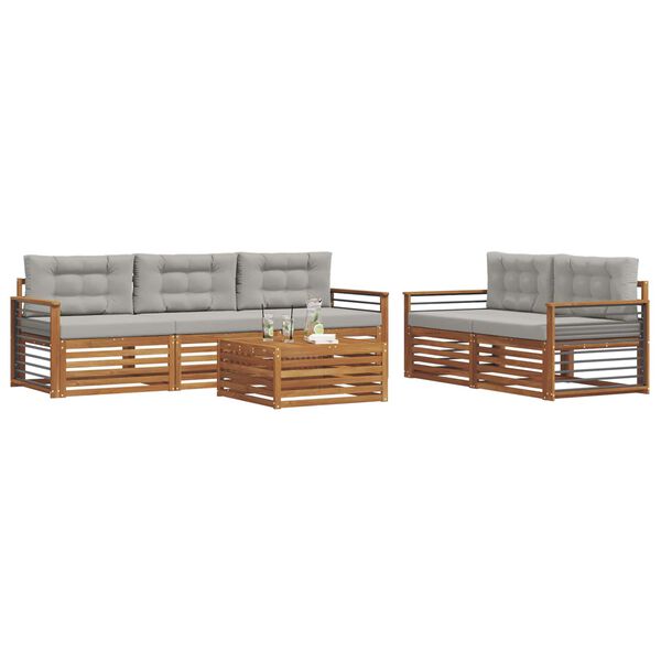 vidaXL Set de canapele de exterior 6 pcs Gri natural și deschis