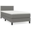 vidaXL Pat box spring cu saltea, gri &icirc;nchis, 80x200 cm, textil