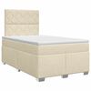 vidaXL Pat boxspring cu saltea cu headboard Crem 120 x 200 cm Țesătură