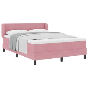 vidaXL Pat cu arcuri cu headboard Roz 160 x 200 cm Catifea
