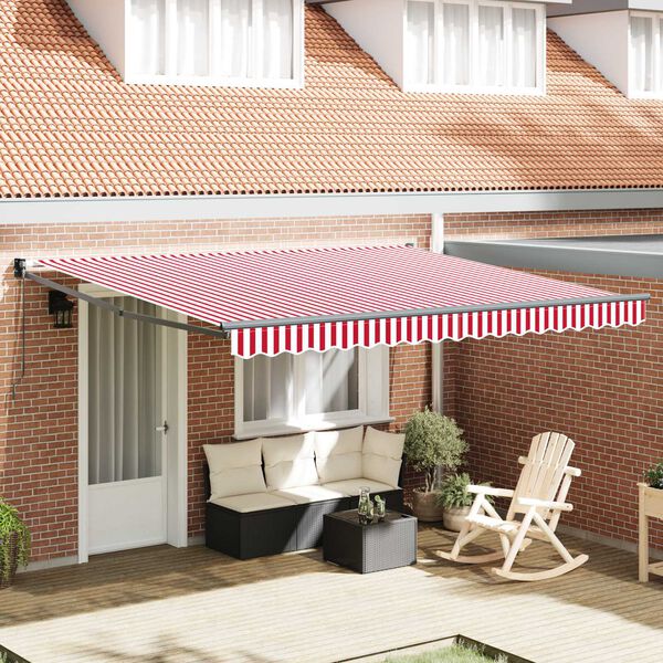 vidaXL Cortina Retractabilă Roșu și alb 400 × 300 cm Poliester