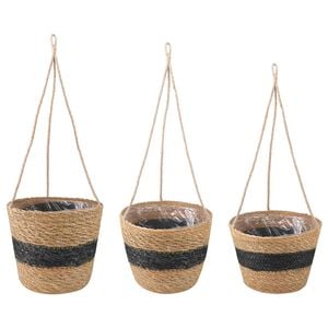 vidaXL 3 buc. Natural și Negru &Oslash;26 x 19 cm 100% Iarbă de mare