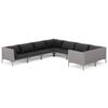 vidaXL Set mobilier de grădină cu perne,8 piese, gri &icirc;nchis, poliratan