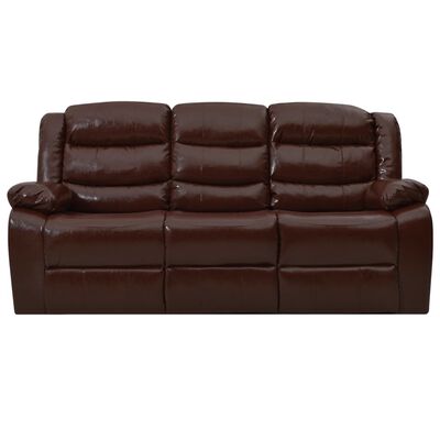 vidaXL Set canapea rabatabilă, 3 piese, maro, piele ecologică