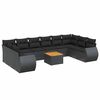 vidaXL Set canapele de grădină cu perne, 11 piese, negru, poliratan