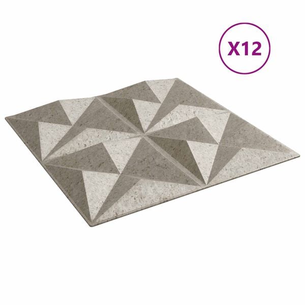 vidaXL Panouri de perete 12 pcs Beton Origami 50 x 50 cm Spumă XPS