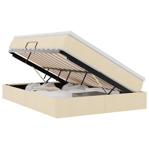 vidaXL Pat cu saltea și spațiu de depozitare Crem 140 x 200 cm