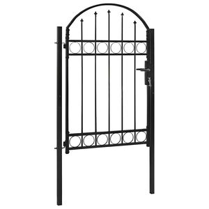 vidaXL Poartă de gard ASSEN cu blat arcuit din oțel, 102x150 cm, negru