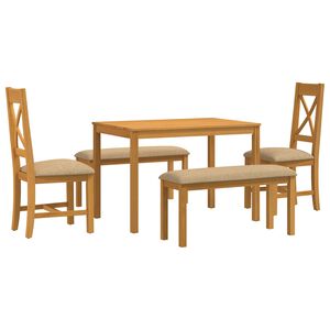 vidaXL Set de dining 5 buc. Bej Lemn de stejar masiv