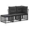 vidaXL Set de canapele de exterior cu pernă 3 pcs Negru Poliester