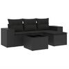 vidaXL Set mobilier de grădină cu perne, 5 piese, negru, poliratan