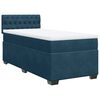 vidaXL Pat box spring cu saltea, albastru &icirc;nchis, 90x200 cm, catifea