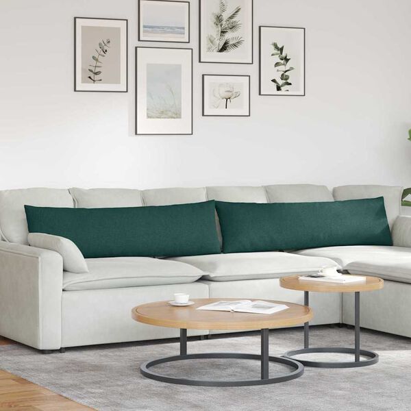 vidaXL Perne pentru canapea 2 pcs Verde &icirc;nchis 145 x 40 cm țesătură