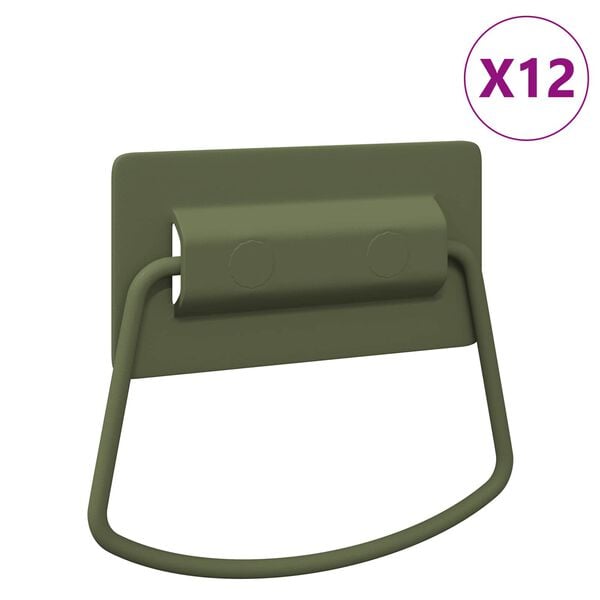 vidaXL M&acirc;nere pentru dulap 12 pcs Verde măsliniu 85 x 45 mm Metal