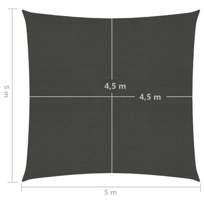 vidaXL Pânză parasolar, antracit, 5 x 5 m, HDPE, 160 g/m²