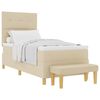 vidaXL Pat cu arcuri cu headboard Crem 190 x 90 cm țesătură