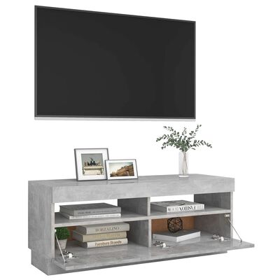 vidaXL Comodă TV cu lumini LED, gri beton, 100x35x40 cm