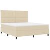 vidaXL Pat cu arcuri cu saltea cu headboard Crem 180 x 200 cm țesătură