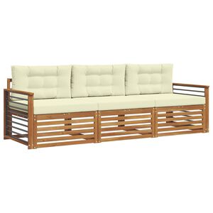 vidaXL Set de canapele de exterior cu pernă 3 pcs Natural și Crem